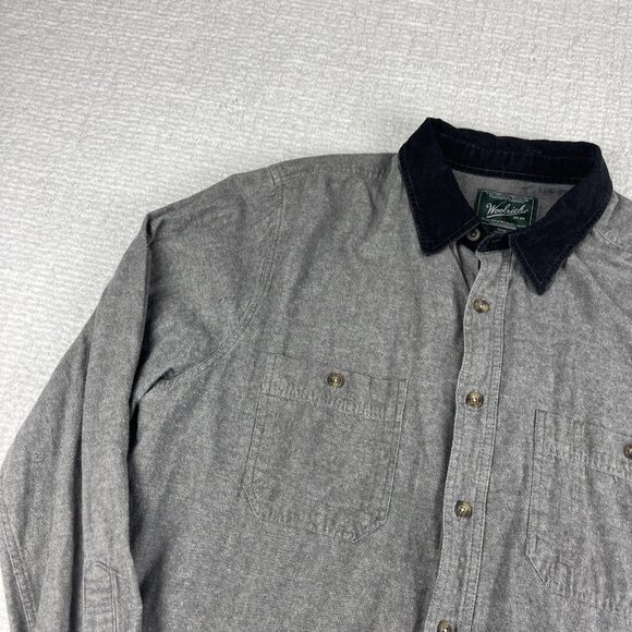 Woolrich Men’s XL Corduroy Collar Shirt M Gray Workwear Rugged Lumberjack  Read* - Picture 3 of 16